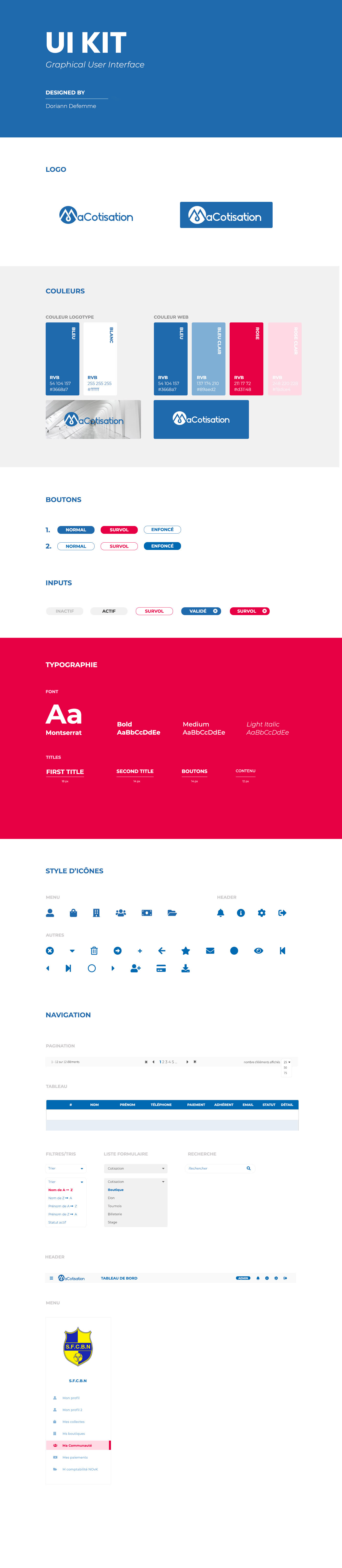 MaCotisation | UI kit design system gui interface site web ui ui kit website