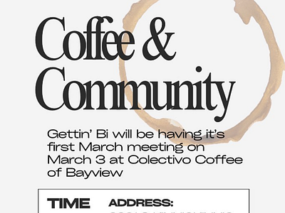 Coffee and Community: March Meeting Promo with Gettin' Bi biphobia bisexual bisexual health instagram promos milwaukee milwaukee wi