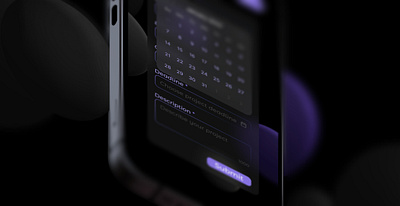 Agency form (close shots) 3d 3d design 3d mockup calendar dark mode date picker form glass glassmorphism iphone mockup purple spline splinetool threejs ui uidesign uiux webdesign