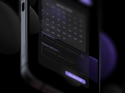 Agency form (close shots) 3d 3d design 3d mockup calendar dark mode date picker form glass glassmorphism iphone mockup purple spline splinetool threejs ui uidesign uiux webdesign