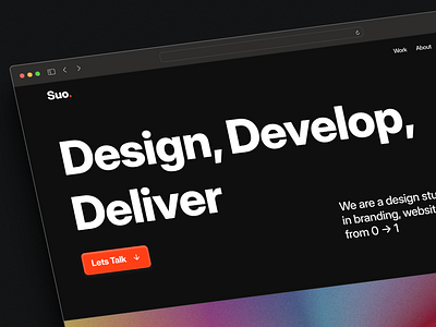 Suo. - Hero Section Concept dark minimalist ui web