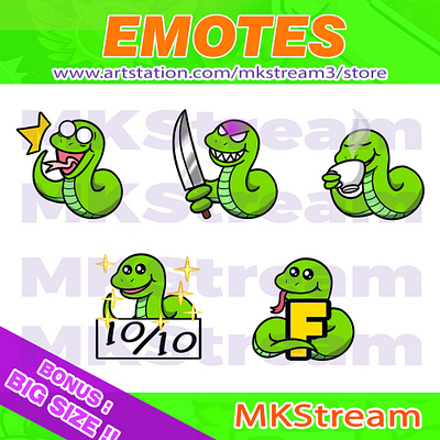 Twitch emotes cute snake shock, knife, sip, perfect & f pack animated emotes anime cute cute snake design discord emote emotes f green snake illustration knife perfect shock sip snake snake emotes sub badge twitch emotes wtf