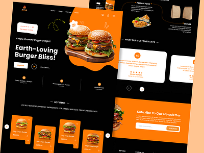 Food Landing Page burger dark theme fast food food delivery food ui desgn graphic design menu ui