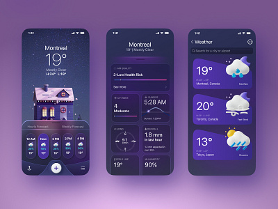 Weather UI apple app inspired. logo mobile app ui