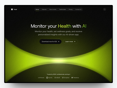 Vitali AI - Health App Website Design ai branding design graphic design health landing page saas tracking ui web design website
