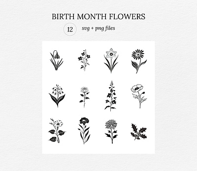 Birth Month Flowers Vectors