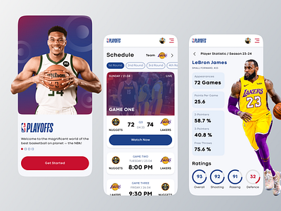 NBA PLAYOFFS • MOBILE APP CONCEPT app app design app interface application basketball design giannis interface lebron james mobile nba sport ui ux