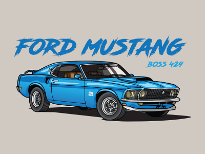 Ford Mustang Boss 429 Vector Car Illustration adobe illustration artwork car design ford mustang graphic design illustration sketch t shirt vector