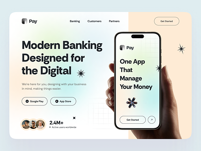 Pay Banking Website account manage apps bank banner bank website banking banking app banking app ui banking website banner design finance app finance website landing page logo modern ui pay ui uiux ux website