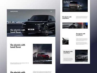 Electric car landing page audi blacj bmw design landingpage landrover mercedes minimalistic typography ui ux