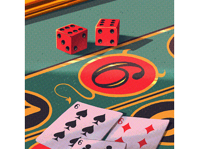 Sixes aces brush cards diamond dice digitalart digitaldrawing gambling gold green illustration muti red six spades suit wacomart
