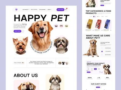 Pet Care Website 🐾 adoption animal cat dog landing page pet pet care pet doctor pet food pet health pet love pet website puppy ui ux vet web design webpage website website design