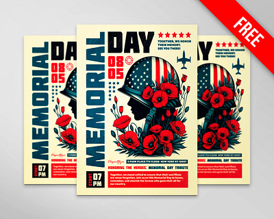 Free Memorial Day Flyer PSD Template design download flyer design free psd free template freebie illustration memorial day memorial day flyer psd template