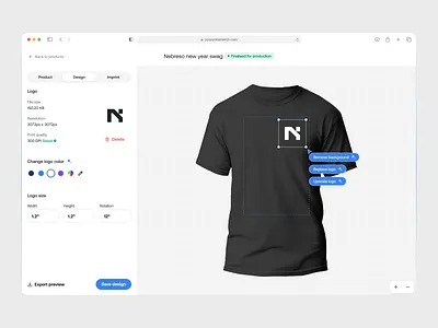 Custom Swag Designer Platform ai ai background remove ai upscale custom design custom swag custom ui dashboard designer designer ui freeform navbar product design sidebar swag swag project web design