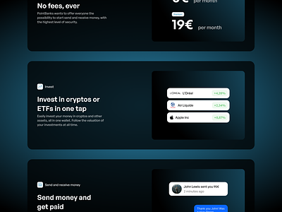 PointBank - cards UI bank cards clean crypto dark desktop finance icon invest minimal minimalist ui webdesign