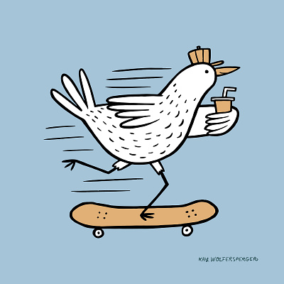 Skate Bird bird coffee illustration skateboard