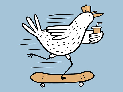 Skate Bird bird coffee illustration skateboard