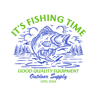 FISHING TIME DESIGN branding design graphic design illustration logo typography vector vintage vintagedesign