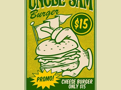 BURGER POSTER DESIGN branding design graphic design illustration logo typography vector vintage vintagedesign