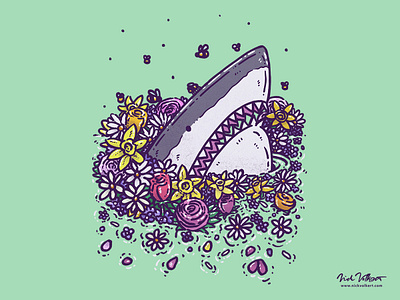 Spring Shark bees floral flowers illustration illustrator shark spring springtime tulip