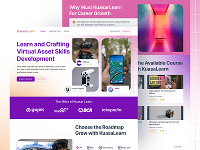 Landingpage for KuasarLearn 3d ar augmented course design figma hero section landing page landingpage ui user interface virtual vr