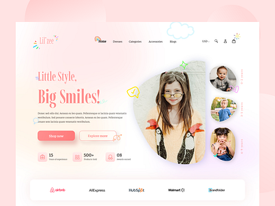 Kids Fashion Website UI UX Design branding design fashion graphic design home screen kids landing page modern ui uiux ux web website