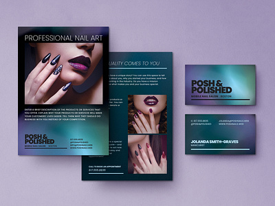 Nail Salon Brand Identity bold branding business card flyer marketing nail salon nails soft