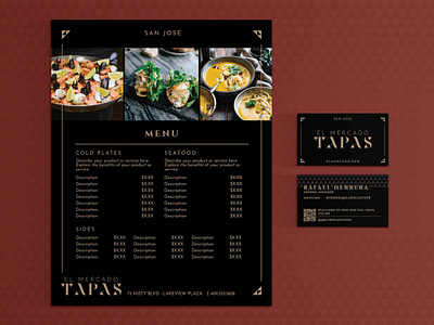 Tapas Restaurant Brand Identity Set branding business card menu restaurant sophisticated tapas typography