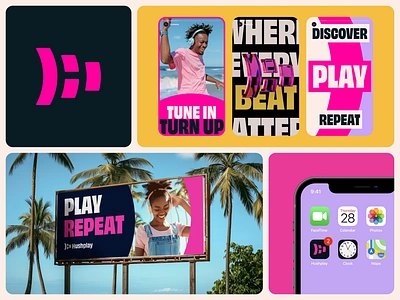 Hushplay | Music App Visual Identity 3d app branding branding branding and identity identity identity branding logo design logo design branding logotype social media graphics startup summer vibe visual design