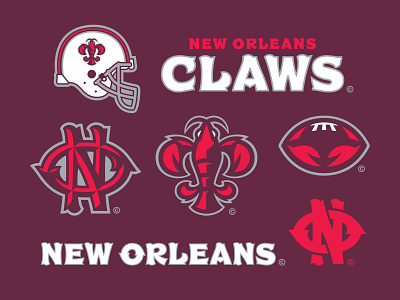 11/32 – New Orleans Claws branding claws crawfish design flash sheet football graphic design illustration logo louisiana new orleans sports sports branding typography