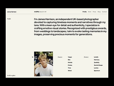 James Harrison (Animation) 2024 trends after effects branding design grid illustration layout logo photographer portfolio typo typography ui ui elements uidesign ux video web web design website ui