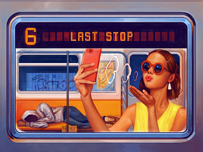 Subway Selfie art artwork digital art illustration portraits