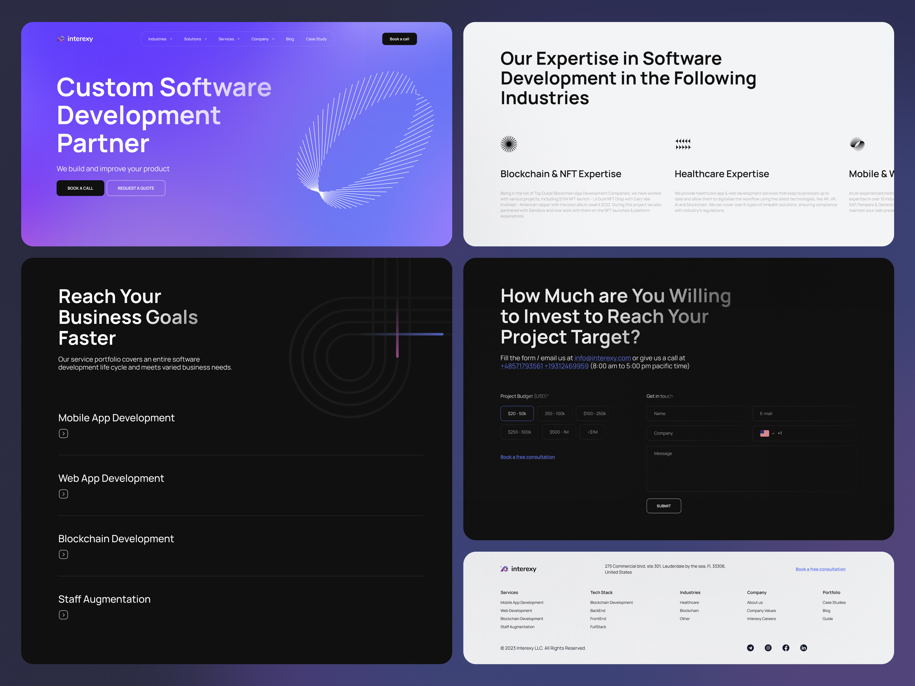 Interexy - Custom Software Development Company block design branding company corporate design creative design for a company impression product design ui web