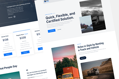 Truck rental transport website logistics marketing shipping transport transportation truck uiux vehicle web design website