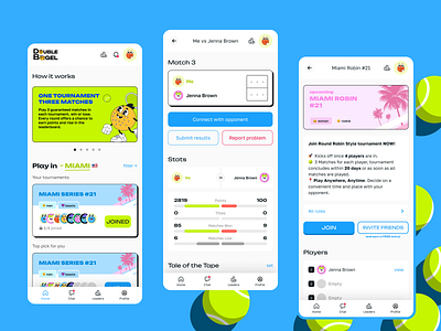 Double Bagel: Tennis Tournaments App branding graphic design mobile sport tennis tournament ui ux