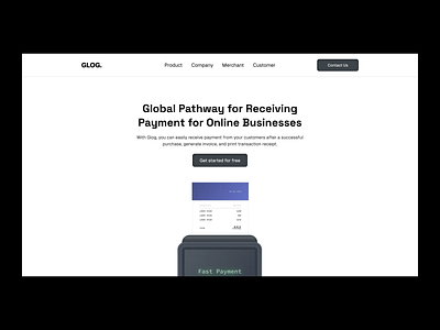 Glog - Website Exploration art direction exploration financial fintech global payment minimal payment pos terminal ui