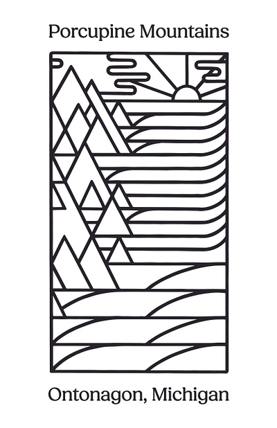 Porcupine Mountains design illustration