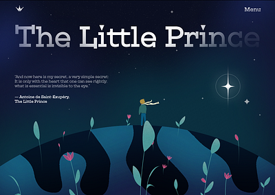 Website for "The Little Prince" animation design illustration logo u ui uiux web webdesign