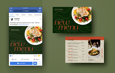 Digital and Print Restaurant Menu digital marketing post card print restaurant social media