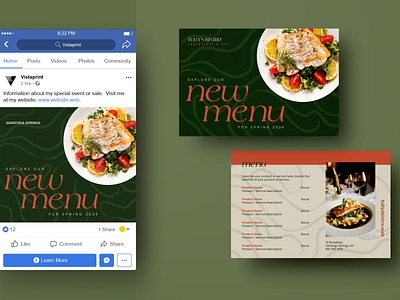 Digital and Print Restaurant Menu digital marketing post card print restaurant social media