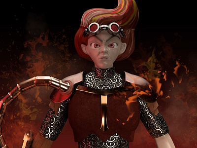 Chandra Nalaar MTG (3D model fan art) 3d 3d model adobe substance autodesk maya chandra character design estilizado fan art fire fire caster fuego mtg planeswalker stylized character substance zbrush