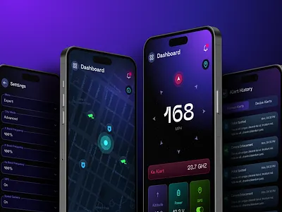 Radar Detector App app colors dark design map radar radarapp signal traffic ui uiux uniden ux