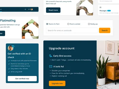 House share Website UI Elements cards components concept dashboard design house search redesign ui ux visual web web design website