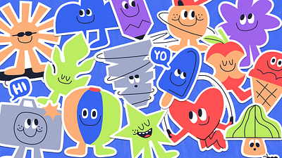 Summer Friends character design childrens illustrations design graphic design illustration merch sticker design