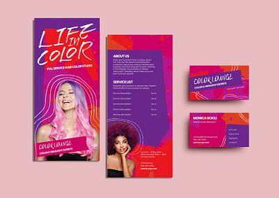 Bold Hair Colorist Brand Identity Set bold branding business card color specialist colorful colorist dye hair hair color hair dye hair styles marketing rack card salon