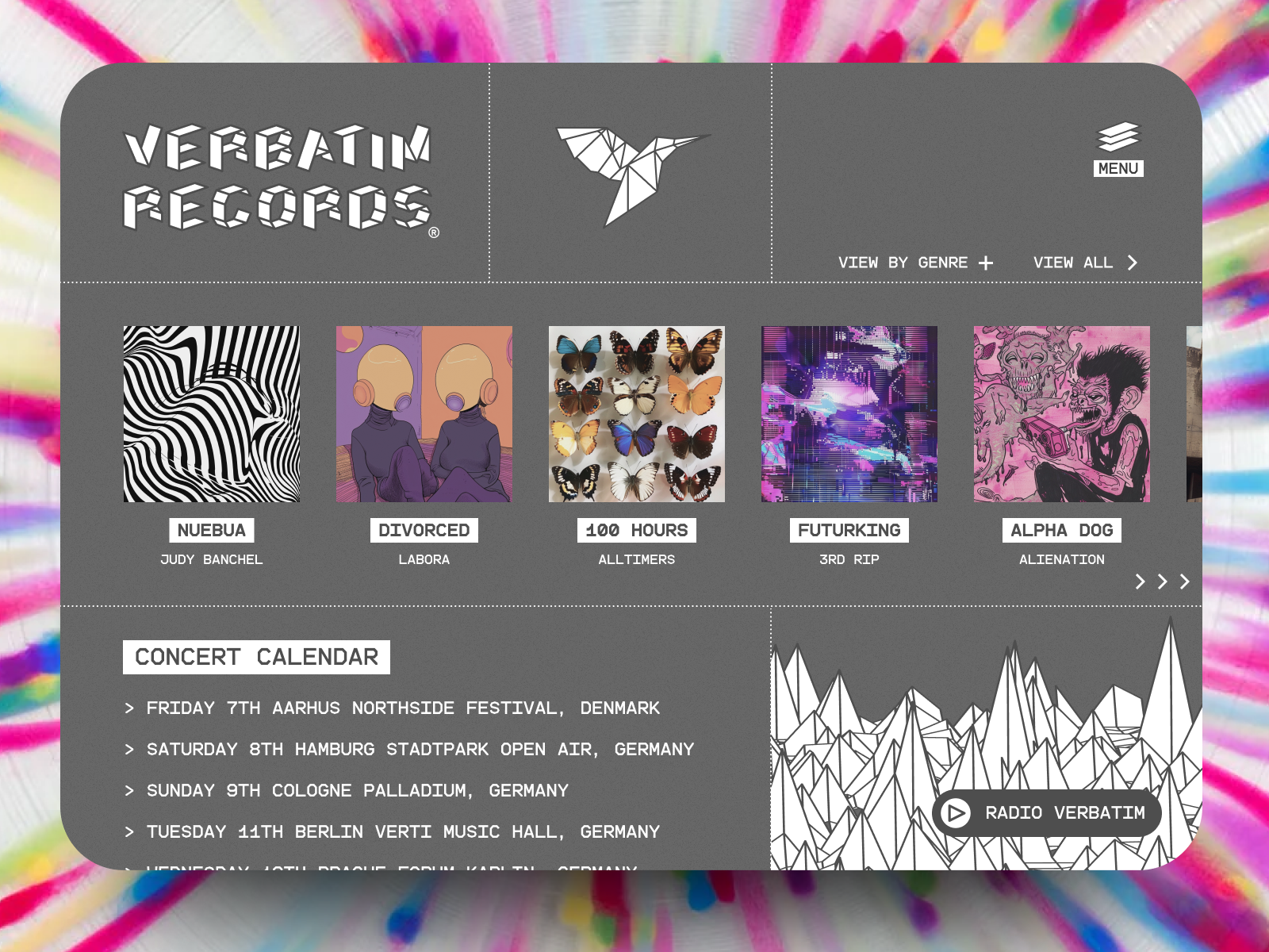 Experimental Record Company Website - Verbatim Records / Label branding music ui user experience ux web design