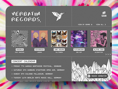 Experimental Record Company Website - Verbatim Records / Label branding music ui user experience ux web design