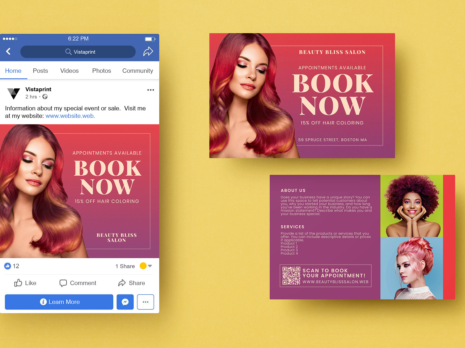 Digital and Print Bold Hair Salon Marketing Set by Vista Product ...