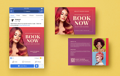 Digital and Print Bold Hair Salon Marketing Set bold colorist digital hair marketing pot card print salon social media
