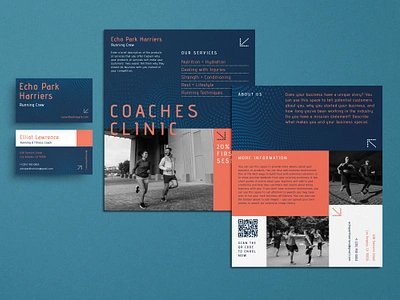 Running Club Brand Identity Set branding business card coaching exercise flyer marathon marketing runner running running club